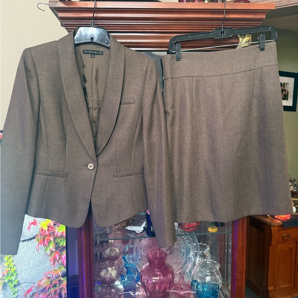 ANTONIO MELANI Brown Blazer and Skirt Set